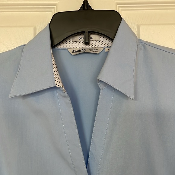 Esabel.C Light Blue Longsleeve Button-Down Collared Shirt Women's L - Picture 3 of 8
